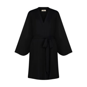 Luxury black robe made from soft modal tencel for ultimate comfort. Soft and eco friendly loungewear for women.